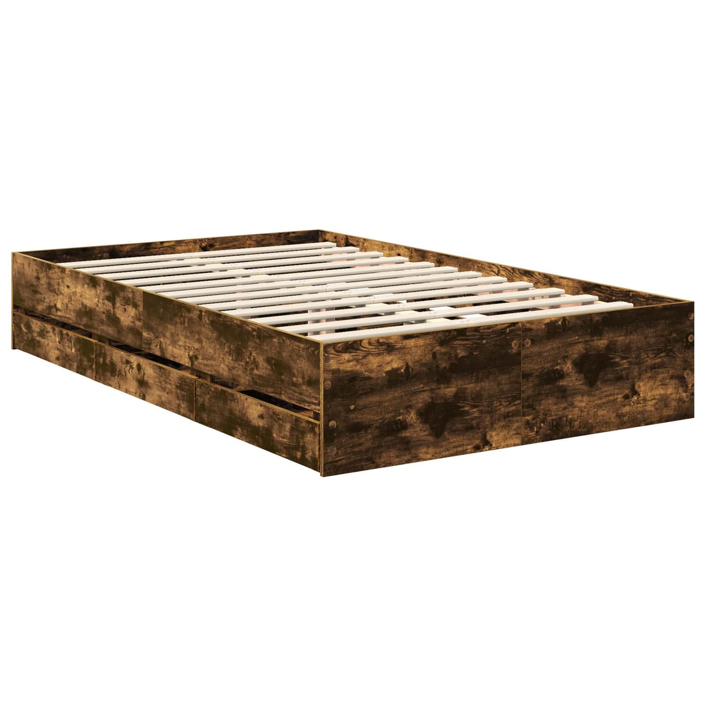 vidaXL Σκελετός Κρεβατιού Καπνιστό Δρύς 120 x 190 cm Μηχανήματος Ξύλο