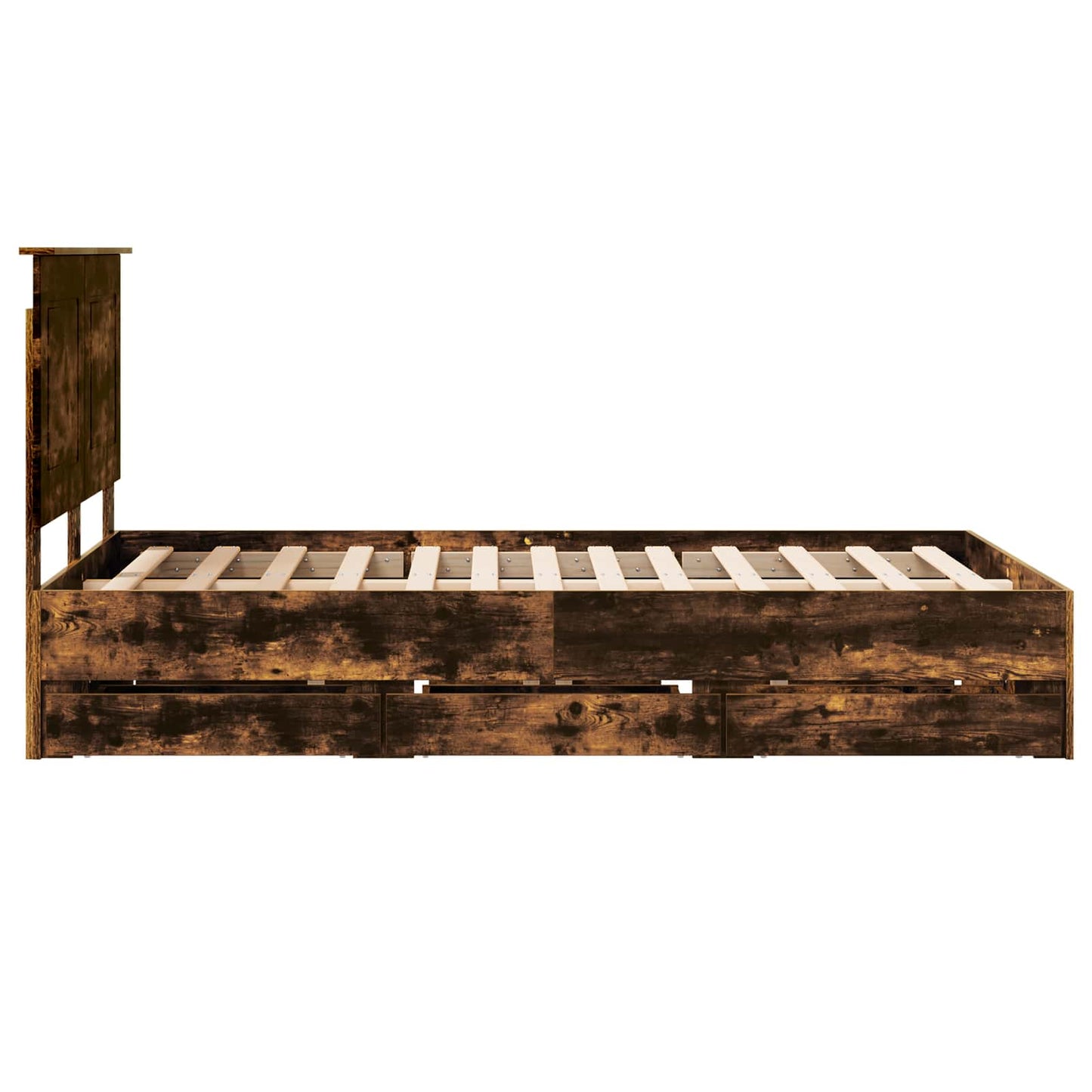vidaXL Σκελετός Κρεβατιού Καπνιστό Δρύς 120 x 190 cm Μηχανήματος Ξύλο