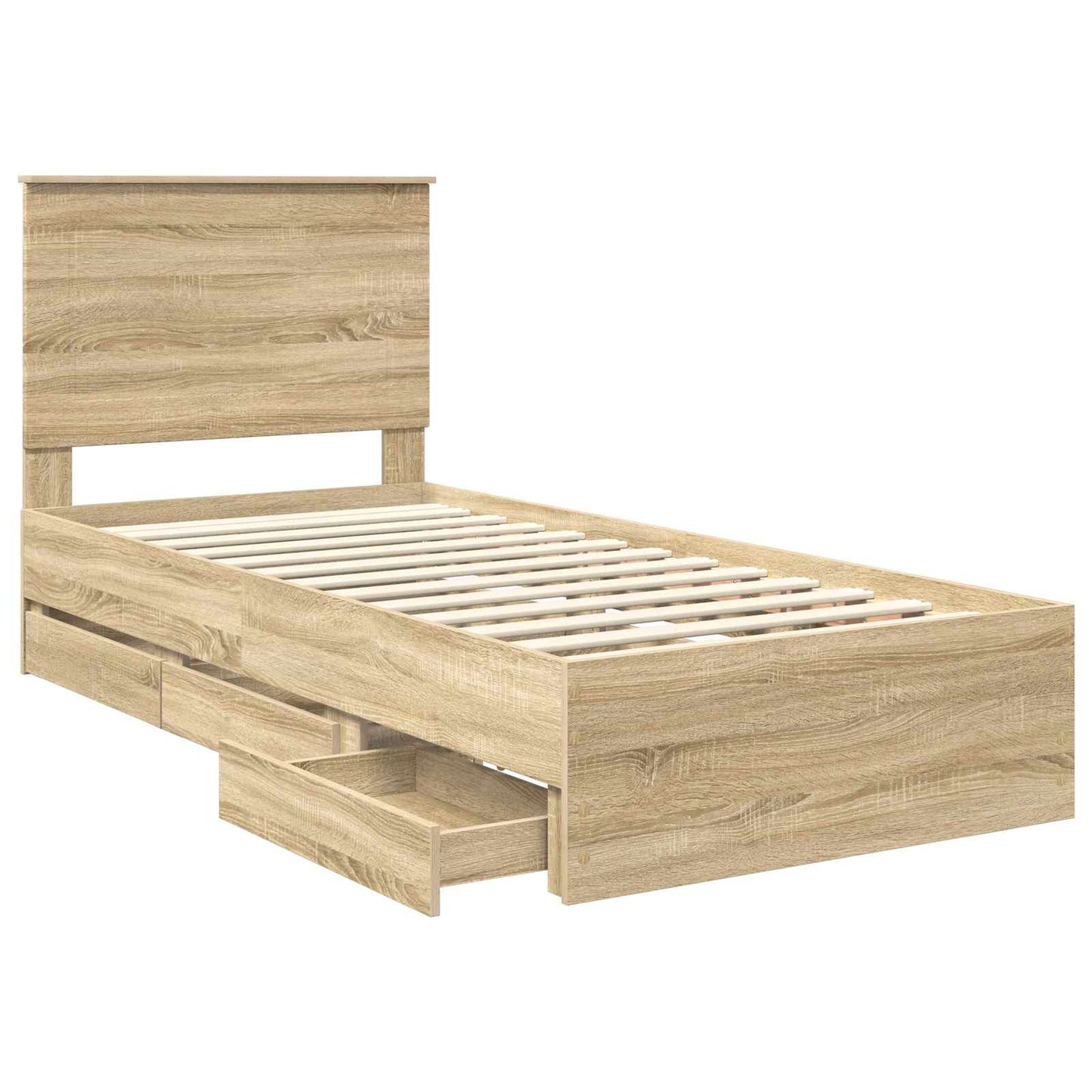 vidaXL Σκελετός Κρεβατιού Δρύς Sonoma 100 x 200 cm Μηχανήματος Ξύλο
