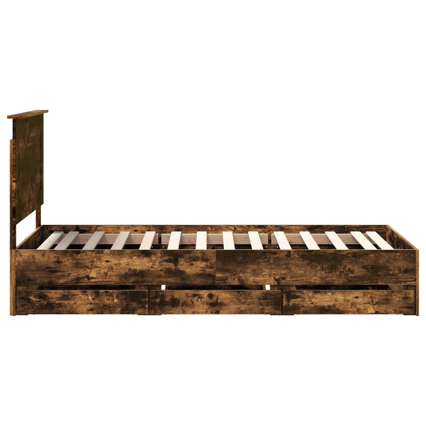 vidaXL Σκελετός Κρεβατιού Καπνιστό Δρύς 100 x 200 cm Μηχανήματος Ξύλο