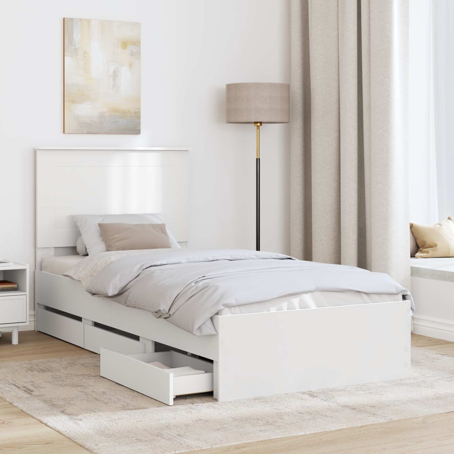 vidaXL Σκελετός Κρεβατιού Λευκό 90 x 190 cm Μηχανήματος Ξύλο