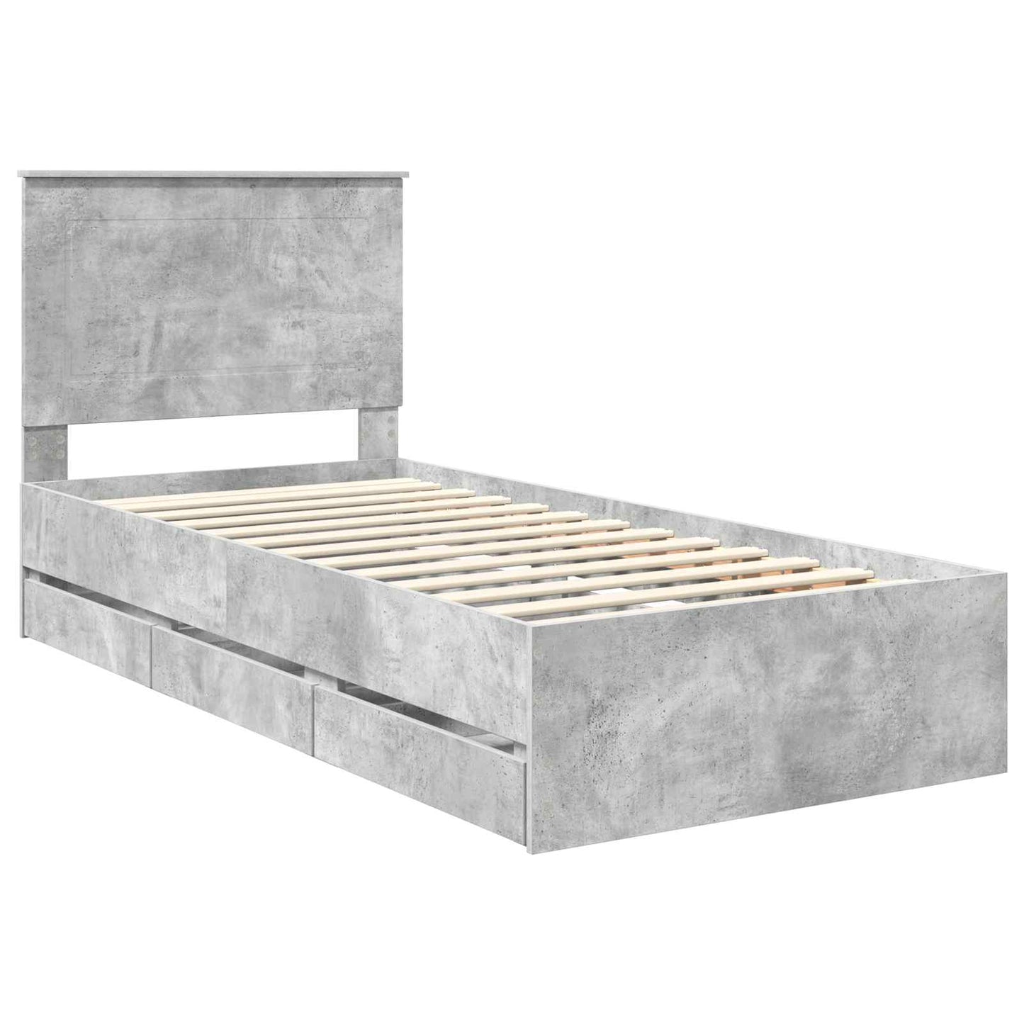 vidaXL Σκελετός Κρεβατιού Σκυρόδεμα Γκρι 90 x 190 cm Μηχανήματος Ξύλο