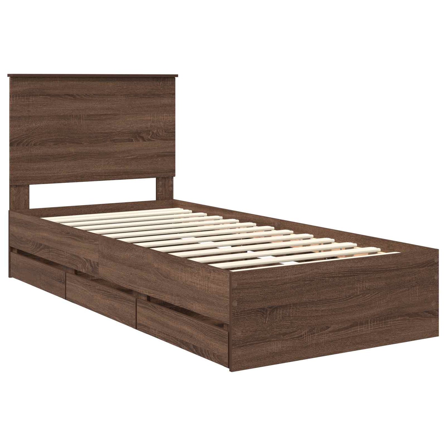 vidaXL Σκελετός Κρεβατιού Καφέ δρυς 90 x 190 cm Μηχανήματος Ξύλο