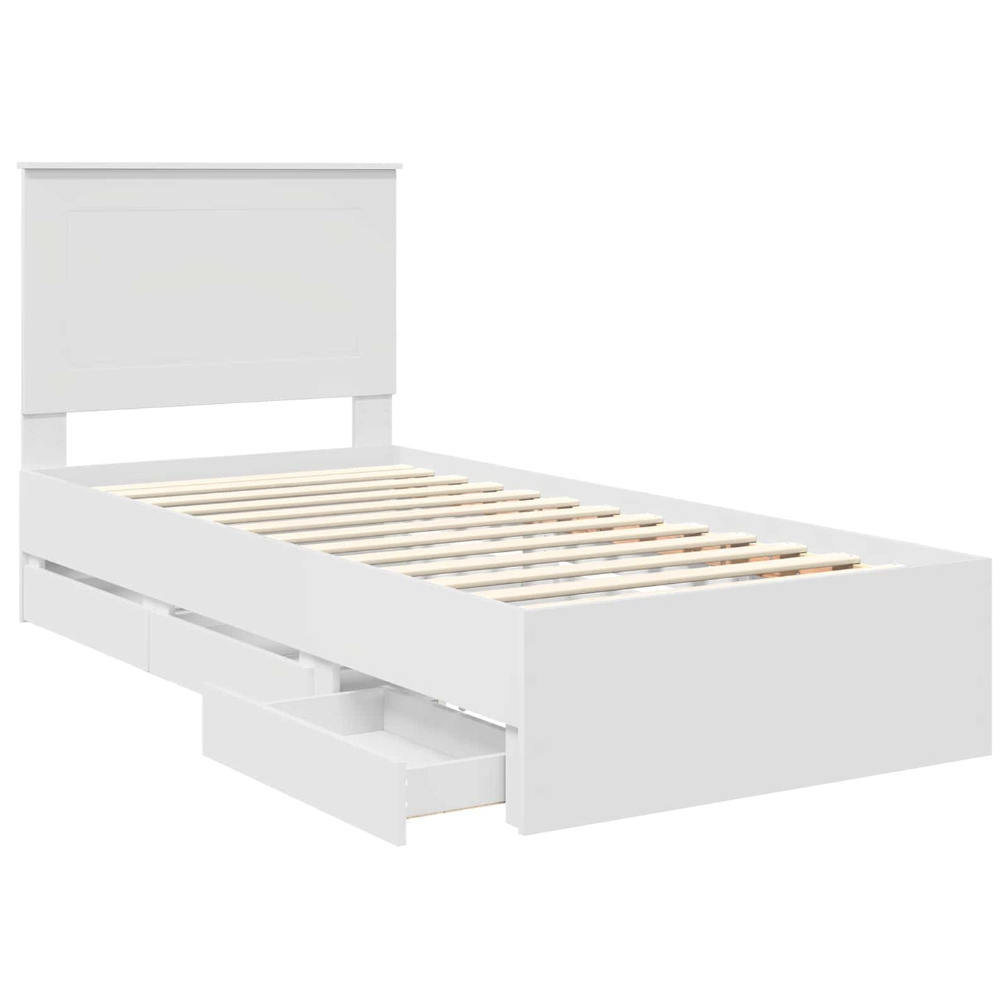 vidaXL Σκελετός Κρεβατιού Λευκό 75 x 190 cm Μηχανήματος Ξύλο