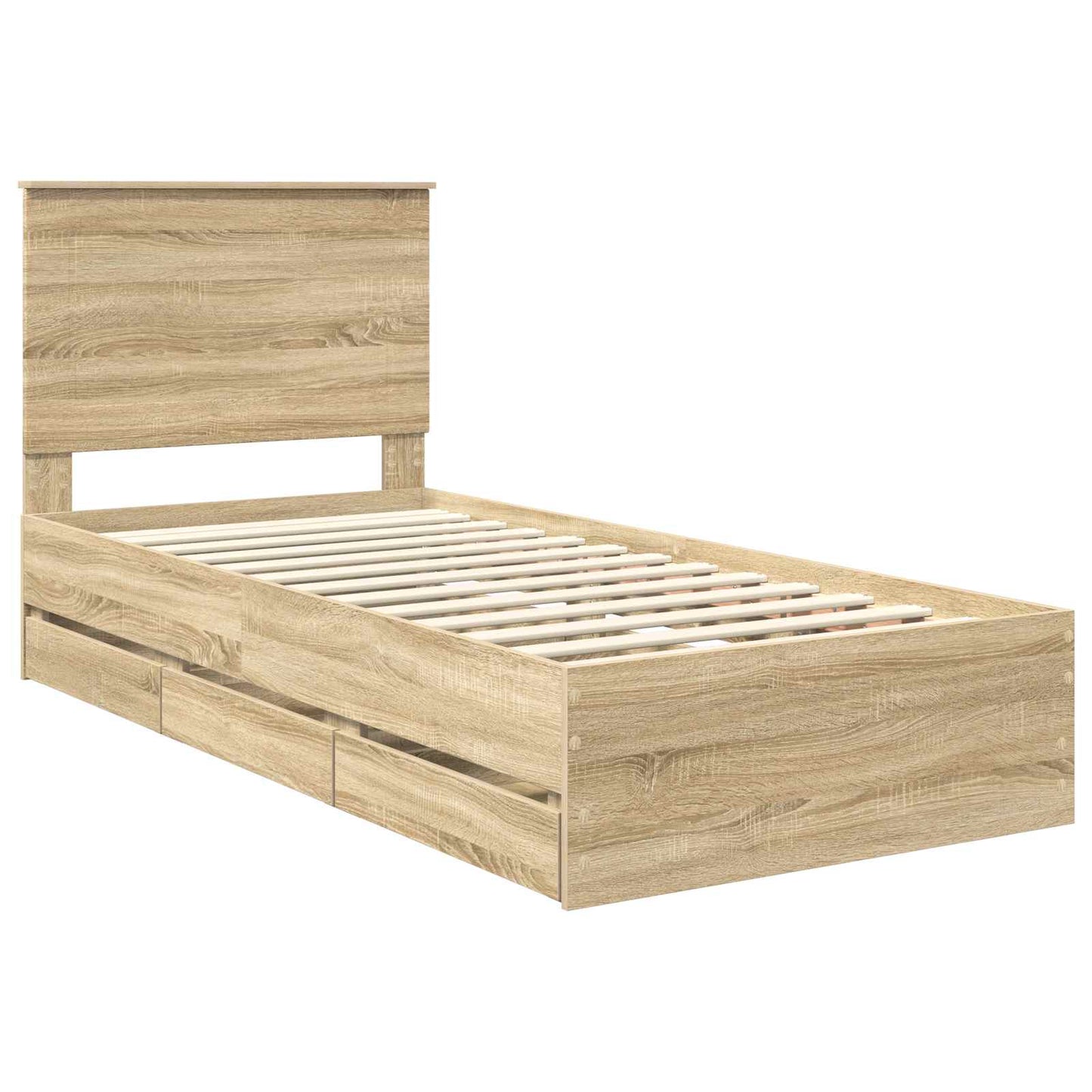 vidaXL Σκελετός Κρεβατιού Δρύς Sonoma 75 x 190 cm Μηχανήματος Ξύλο