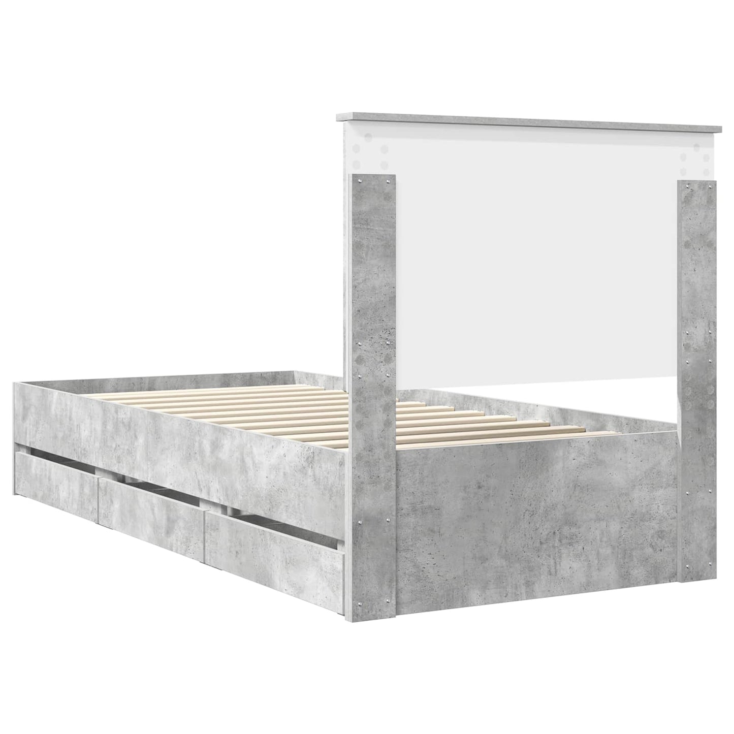 vidaXL Σκελετός Κρεβατιού Σκυρόδεμα Γκρι 75 x 190 cm Μηχανήματος Ξύλο