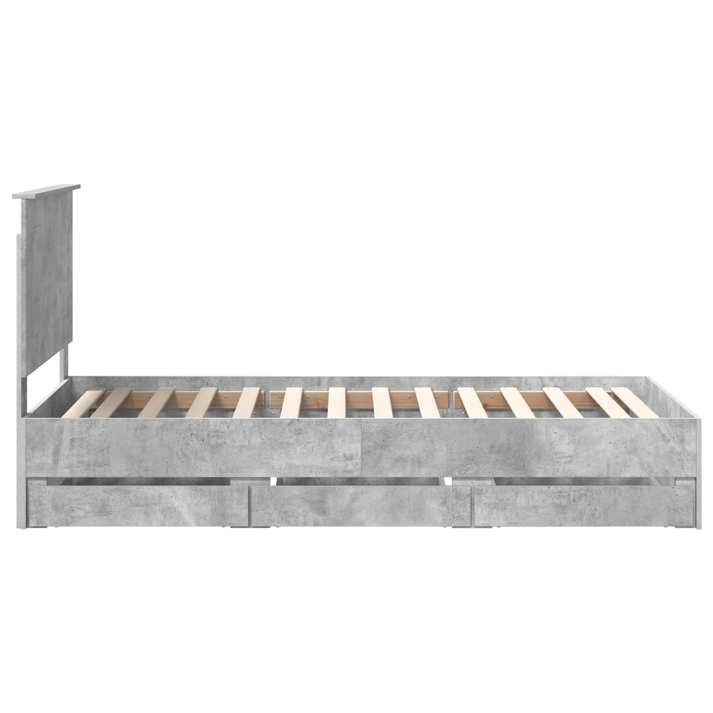 vidaXL Σκελετός Κρεβατιού Σκυρόδεμα Γκρι 75 x 190 cm Μηχανήματος Ξύλο