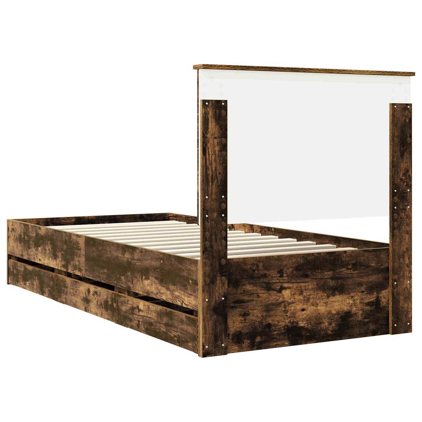 vidaXL Σκελετός Κρεβατιού Καπνιστό Δρύς 75 x 190 cm Μηχανήματος Ξύλο