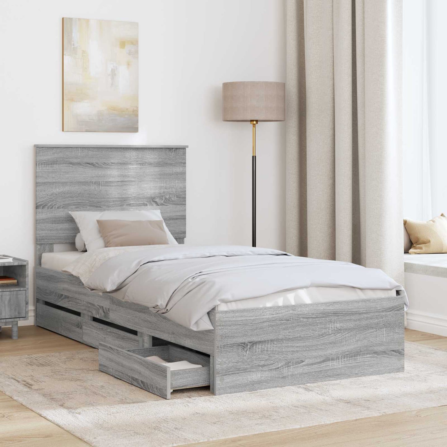 vidaXL Σκελετός Κρεβατιού Γκρίζο Σονομα 75 x 190 cm Μηχανήματος Ξύλο