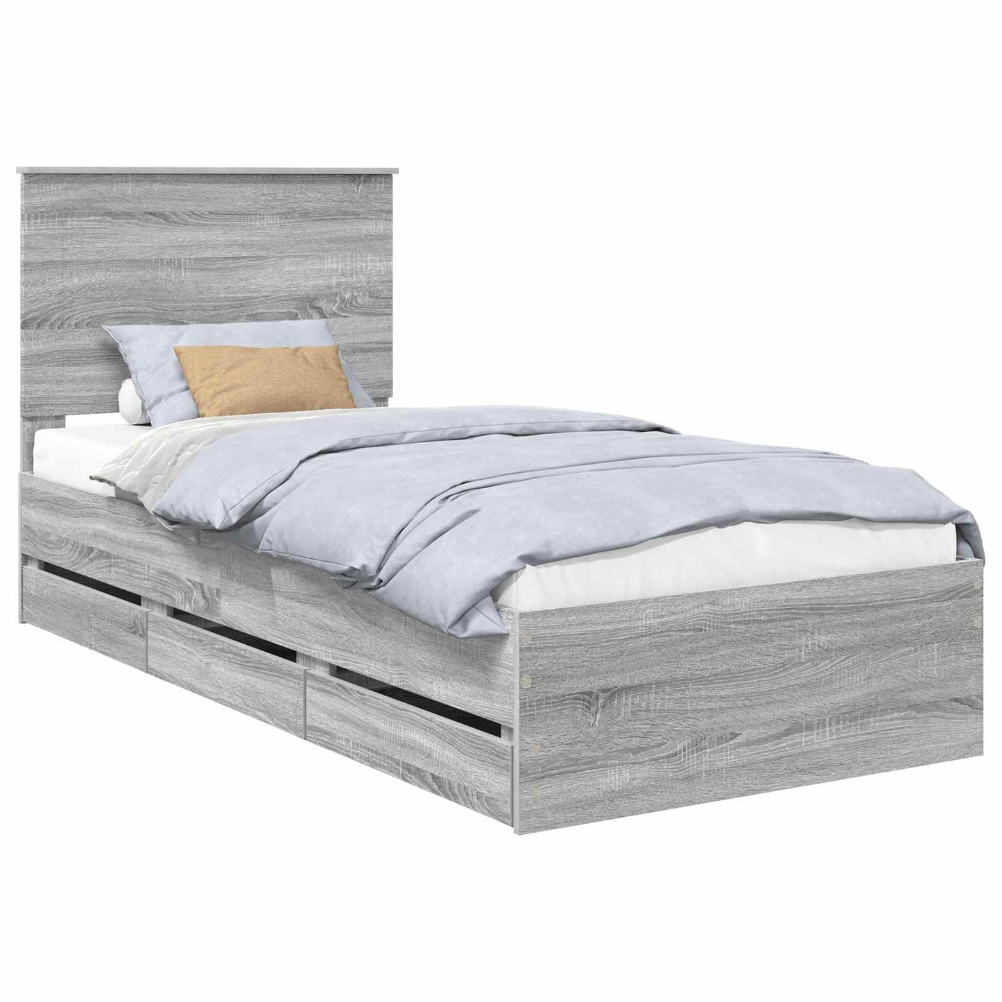 vidaXL Σκελετός Κρεβατιού Γκρίζο Σονομα 75 x 190 cm Μηχανήματος Ξύλο