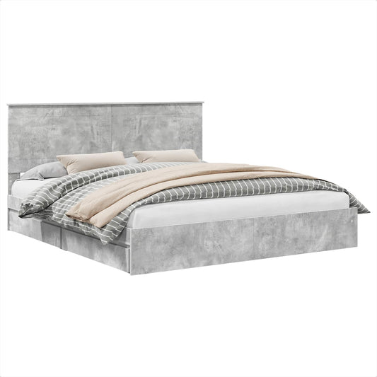 vidaXL Κρεβάτι Αποθήκης Σκυρόδεμα Γκρι 200 x 200 cm Επεξεργασμένο ξύλο