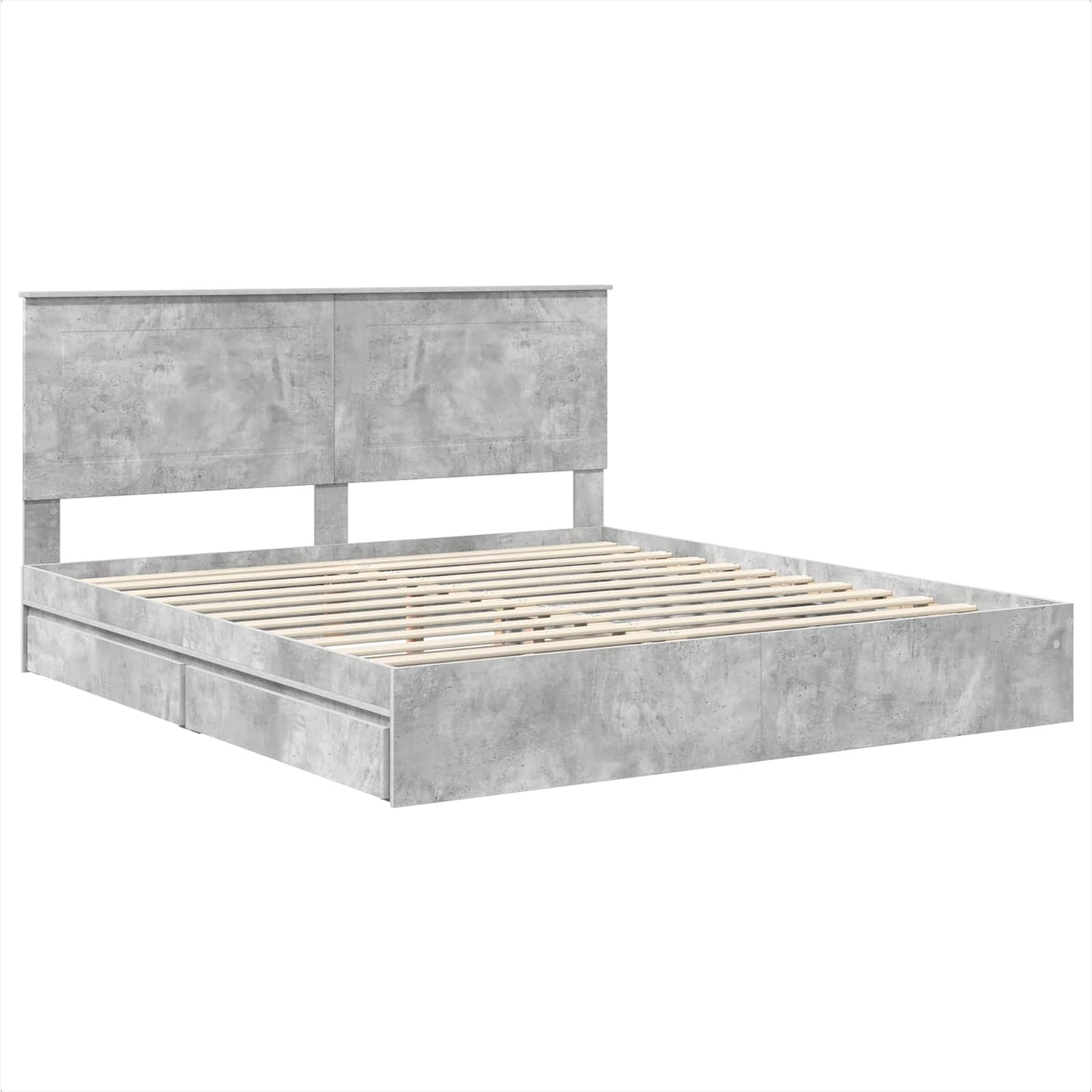 vidaXL Κρεβάτι Αποθήκης Σκυρόδεμα Γκρι 200 x 200 cm Επεξεργασμένο ξύλο