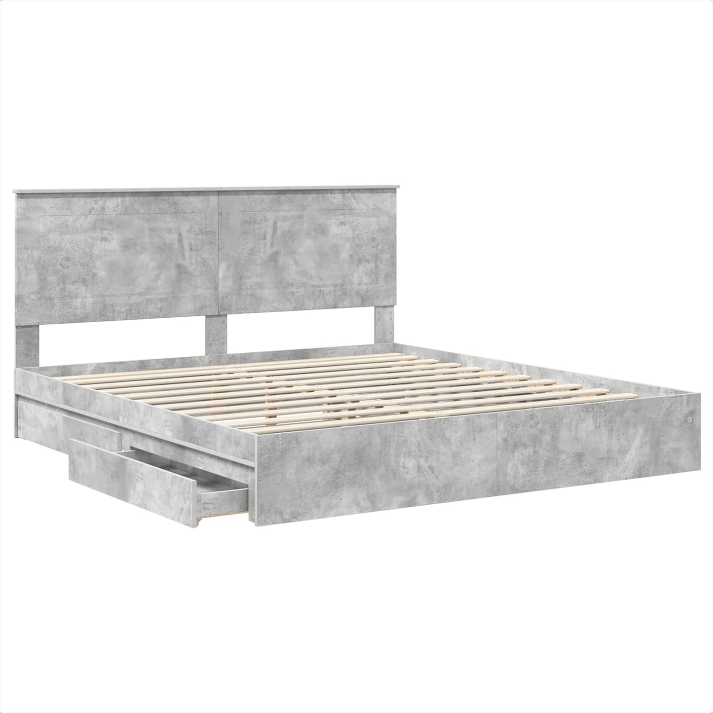 vidaXL Κρεβάτι Αποθήκης Σκυρόδεμα Γκρι 200 x 200 cm Επεξεργασμένο ξύλο