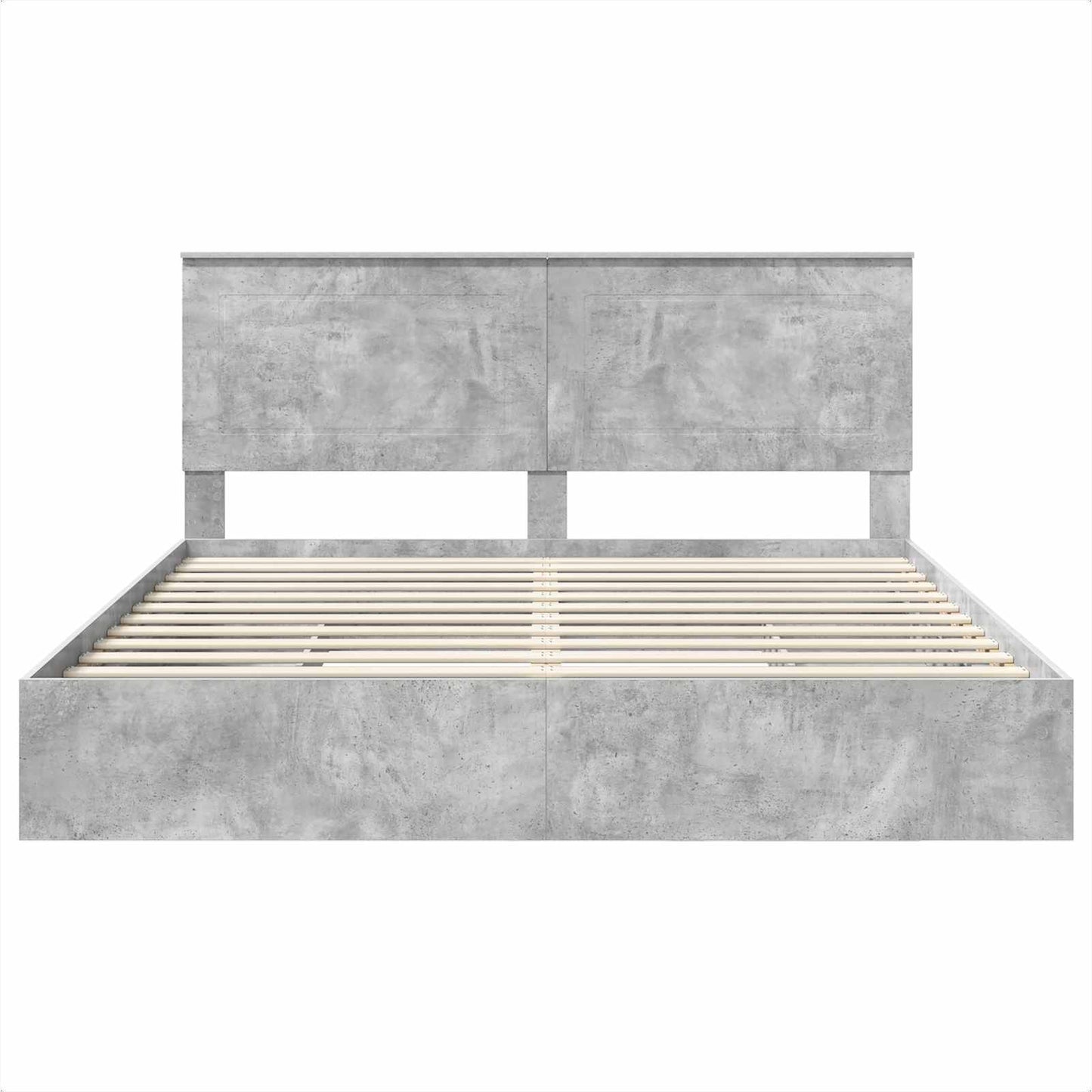 vidaXL Κρεβάτι Αποθήκης Σκυρόδεμα Γκρι 200 x 200 cm Επεξεργασμένο ξύλο