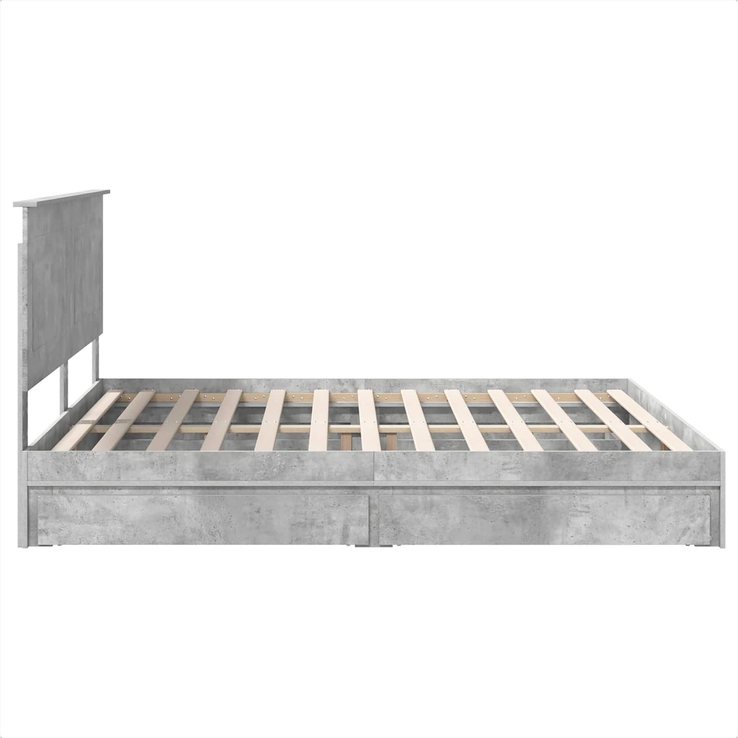 vidaXL Κρεβάτι Αποθήκης Σκυρόδεμα Γκρι 200 x 200 cm Επεξεργασμένο ξύλο