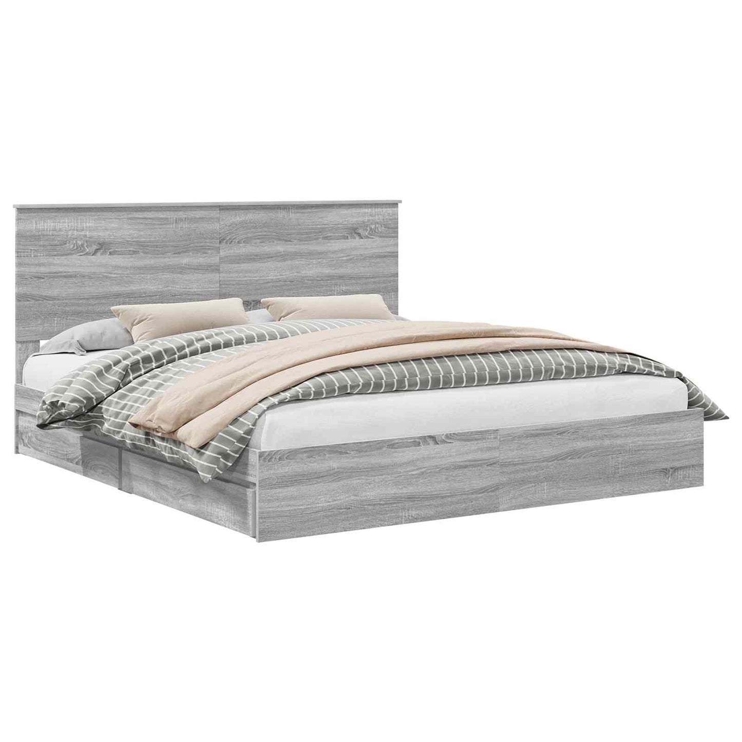 vidaXL Κρεβάτι Αποθήκης Γκρίζο Σονομα 200 x 200 cm Επεξεργασμένο ξύλο