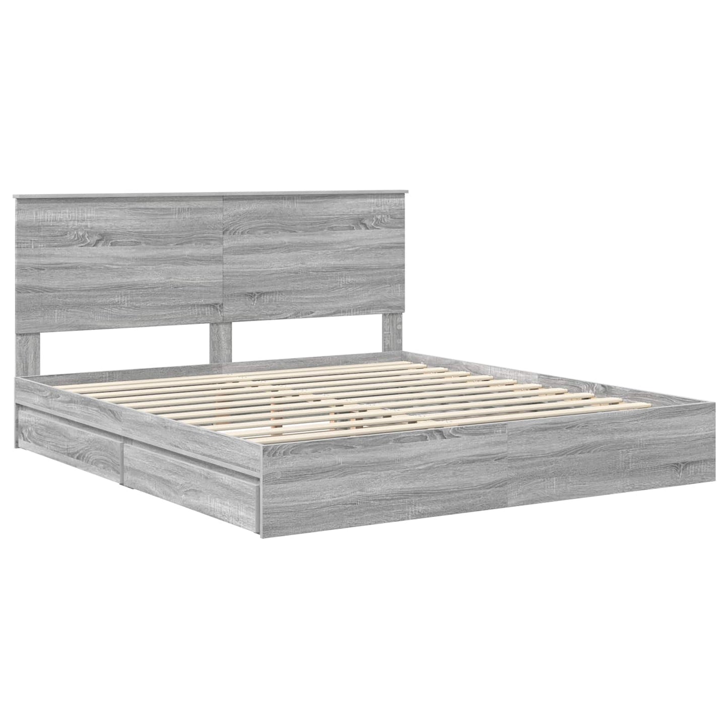 vidaXL Κρεβάτι Αποθήκης Γκρίζο Σονομα 200 x 200 cm Επεξεργασμένο ξύλο