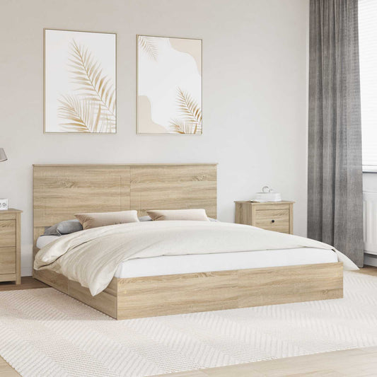 vidaXL Κρεβάτι Αποθήκης Δρύς Sonoma 180 x 200 cm Επεξεργασμένο ξύλο