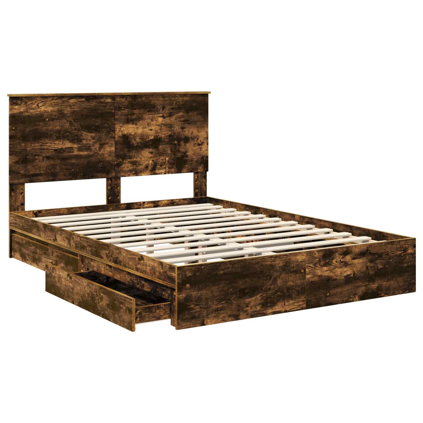 vidaXL Κρεβάτι Αποθήκης Καπνιστό Δρύς 160 x 200 cm Επεξεργασμένο ξύλο