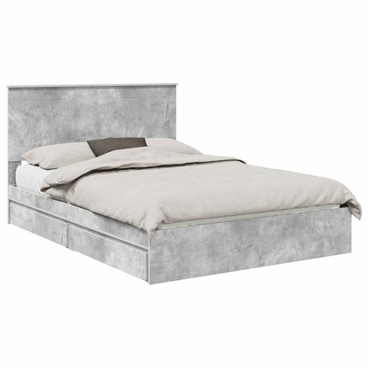 vidaXL Κρεβάτι Αποθήκης Σκυρόδεμα Γκρι 150 x 200 cm Επεξεργασμένο ξύλο