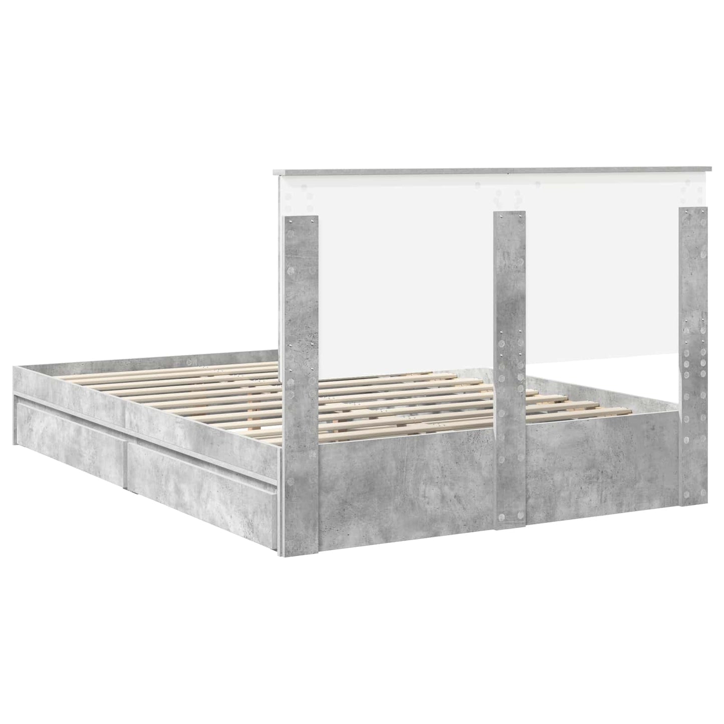 vidaXL Κρεβάτι Αποθήκης Σκυρόδεμα Γκρι 150 x 200 cm Επεξεργασμένο ξύλο