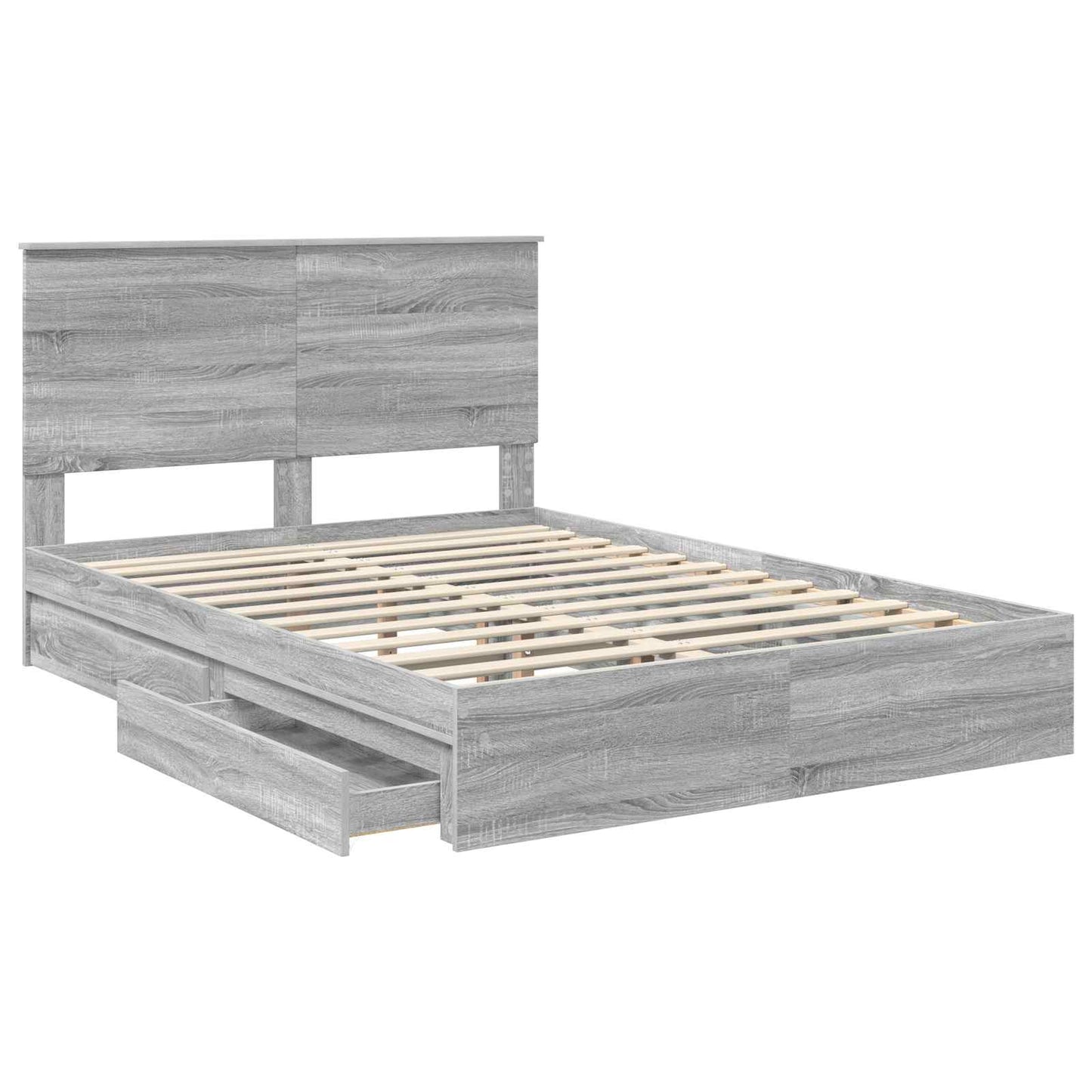 vidaXL Κρεβάτι Αποθήκης Γκρίζο Σονομα 150 x 200 cm Επεξεργασμένο ξύλο