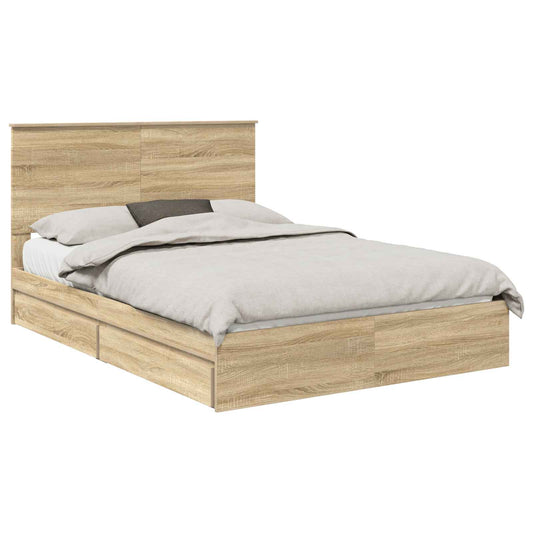 vidaXL Κρεβάτι Αποθήκης Δρύς Sonoma 140 x 200 cm Επεξεργασμένο ξύλο