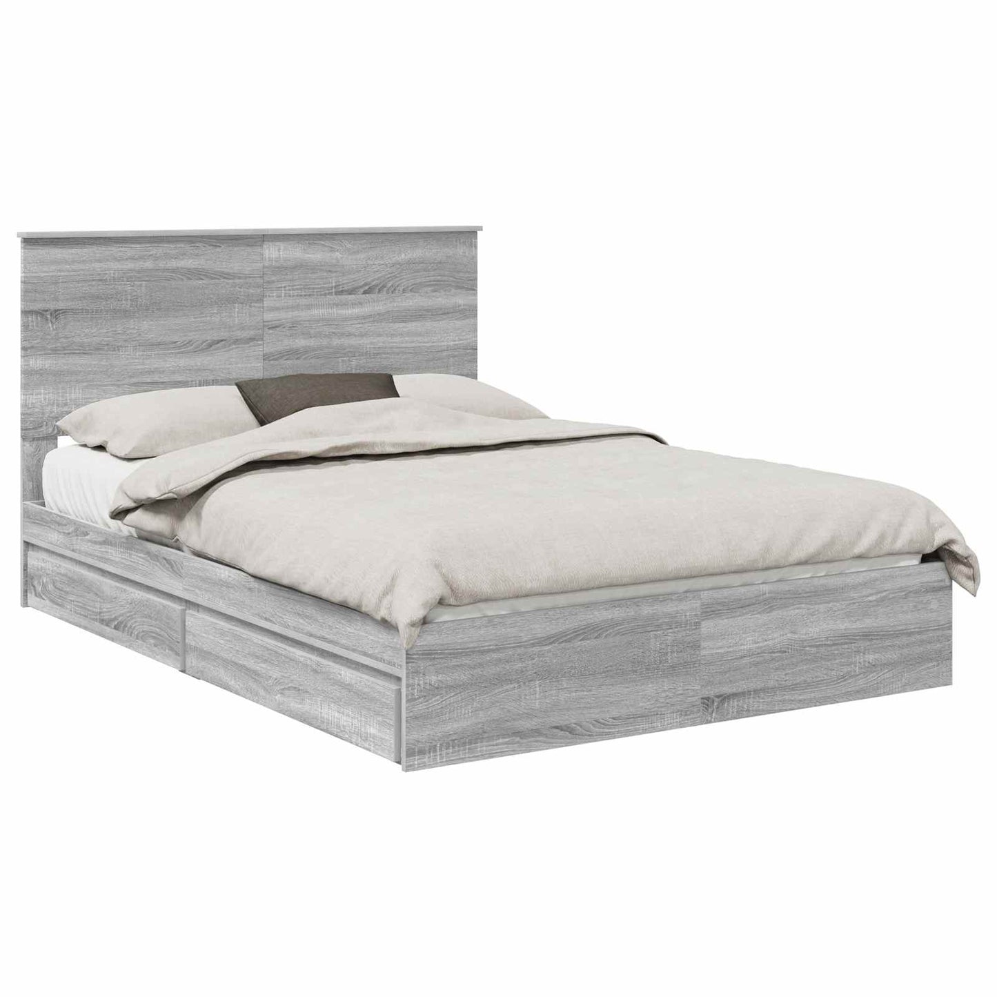 vidaXL Κρεβάτι Αποθήκης Γκρίζο Σονομα 140 x 200 cm Επεξεργασμένο ξύλο