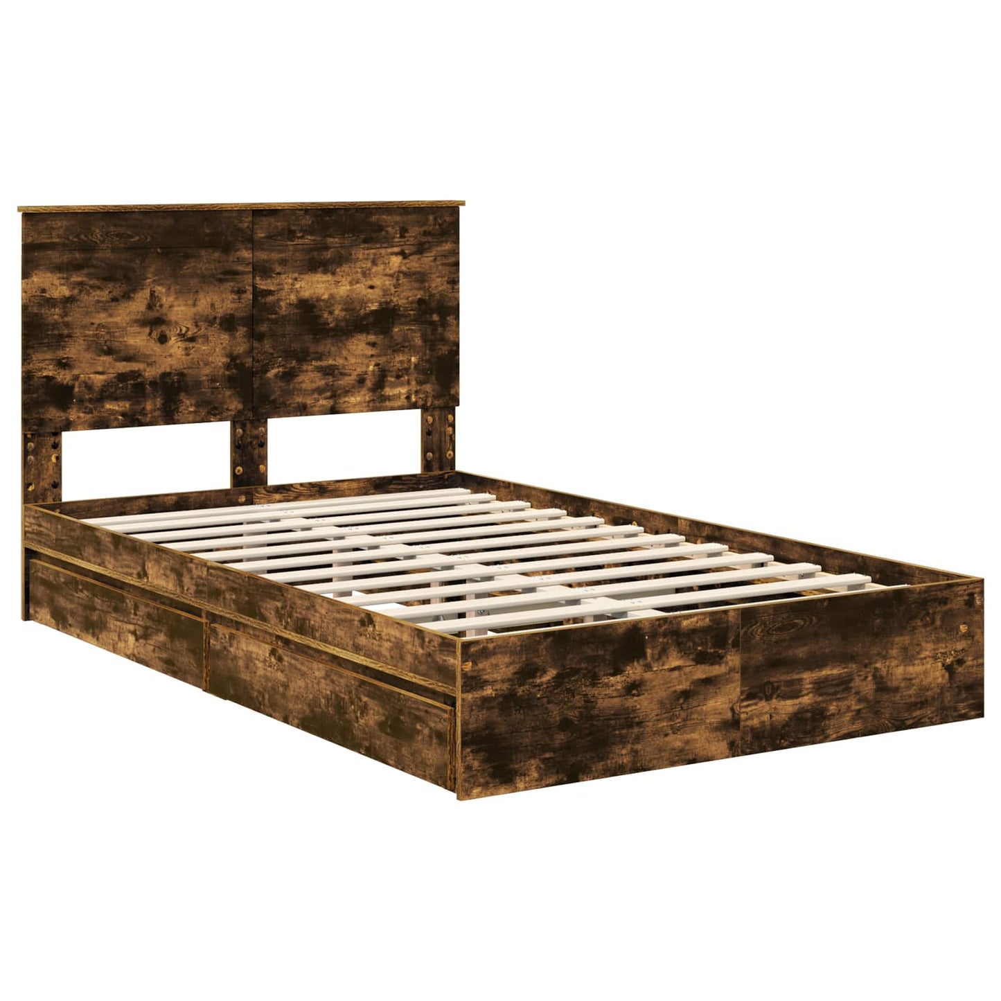 vidaXL Κρεβάτι Αποθήκης Καπνιστό Δρύς 135 x 190 cm Επεξεργασμένο ξύλο