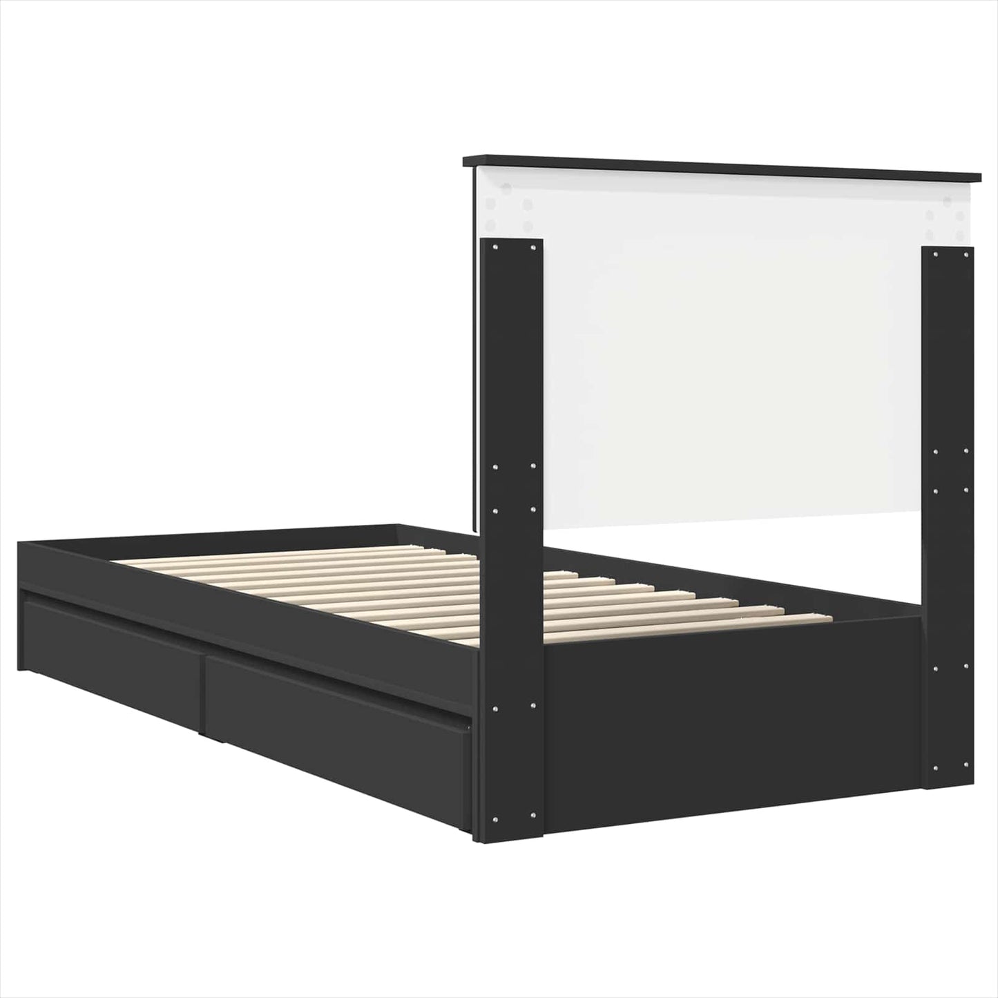 vidaXL Κρεβάτι Αποθήκης Μαύρο 90 x 190 cm Επεξεργασμένο ξύλο