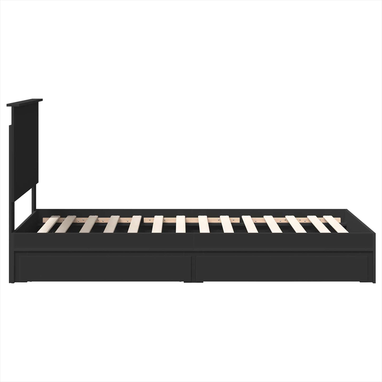 vidaXL Κρεβάτι Αποθήκης Μαύρο 90 x 190 cm Επεξεργασμένο ξύλο
