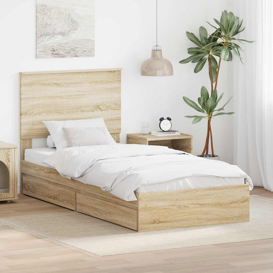 vidaXL Κρεβάτι Αποθήκης Δρύς Sonoma 90 x 190 cm Επεξεργασμένο ξύλο