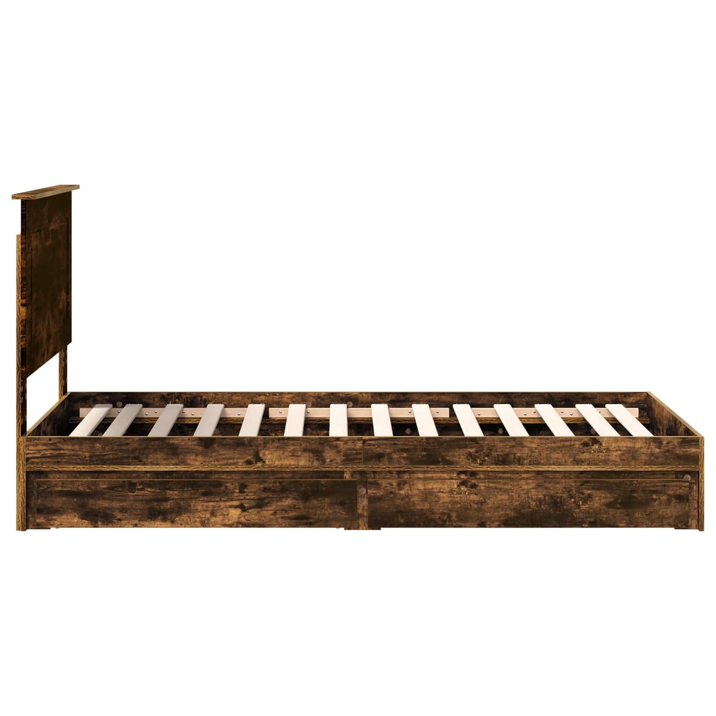 vidaXL Κρεβάτι Αποθήκης Καπνιστό Δρύς 90 x 190 cm Επεξεργασμένο ξύλο