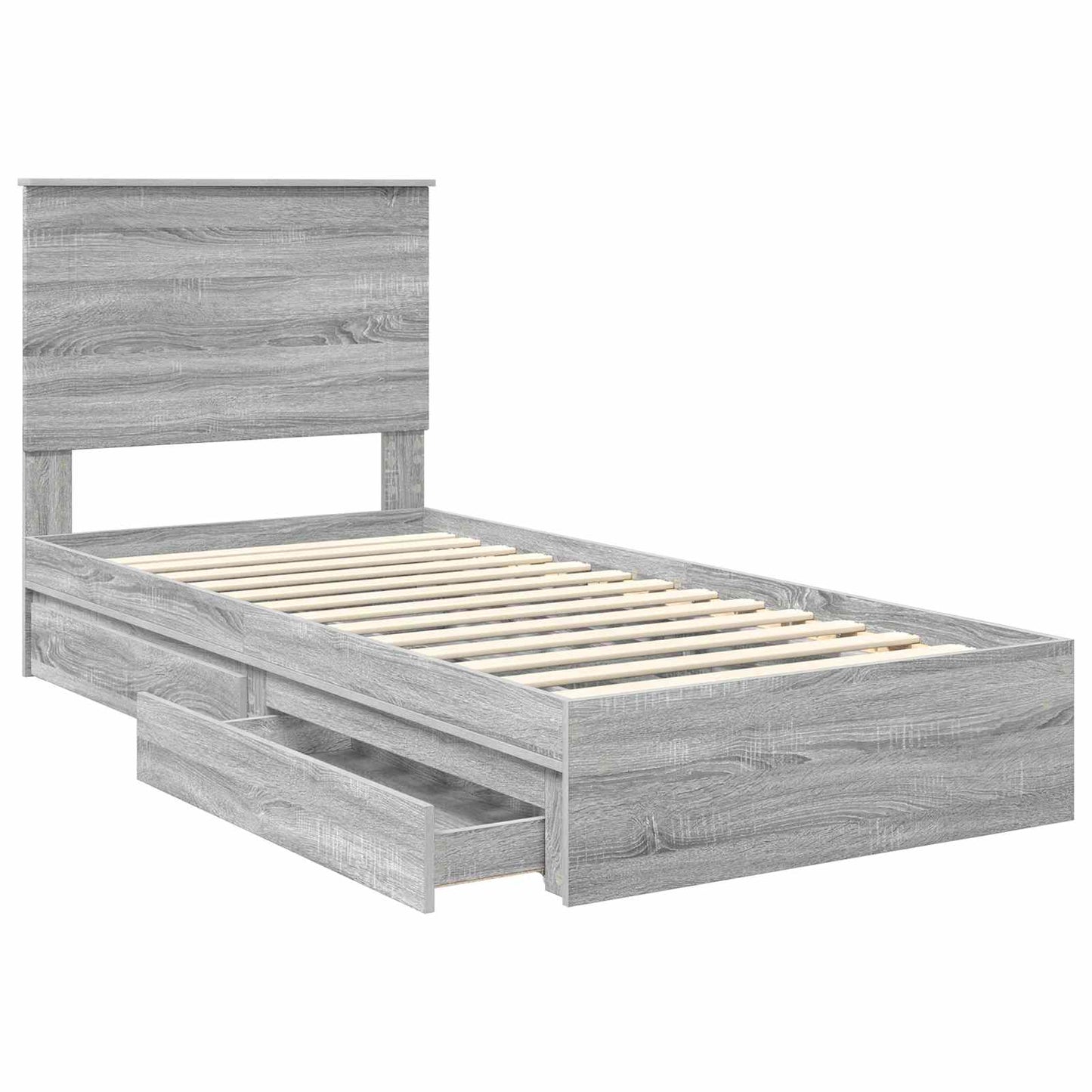 vidaXL Κρεβάτι Αποθήκης Γκρίζο Σονομα 90 x 190 cm Επεξεργασμένο ξύλο