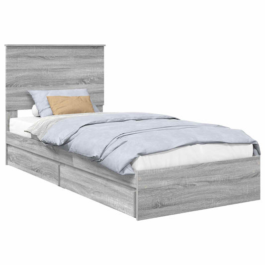vidaXL Κρεβάτι Αποθήκης Γκρίζο Σονομα 90 x 200 cm Επεξεργασμένο ξύλο