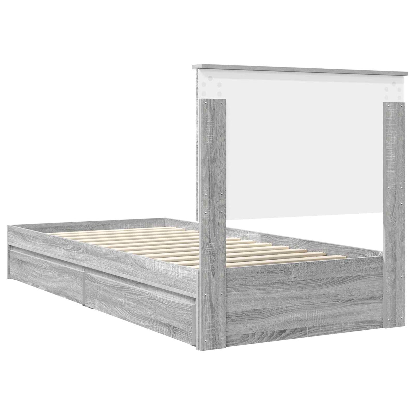 vidaXL Κρεβάτι Αποθήκης Γκρίζο Σονομα 90 x 200 cm Επεξεργασμένο ξύλο
