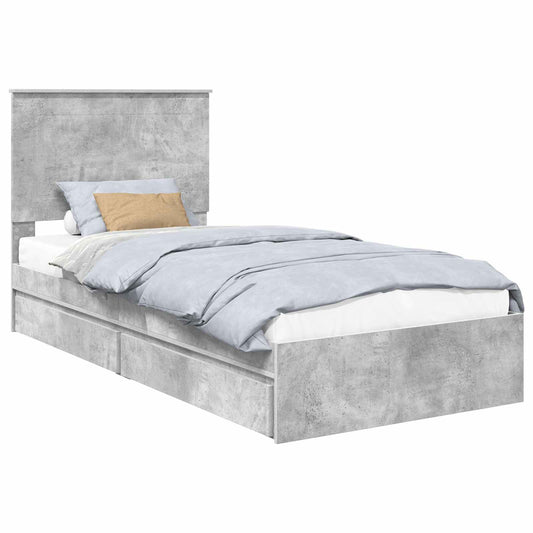 vidaXL Κρεβάτι Αποθήκης Σκυρόδεμα Γκρι 75 x 190 cm Επεξεργασμένο ξύλο