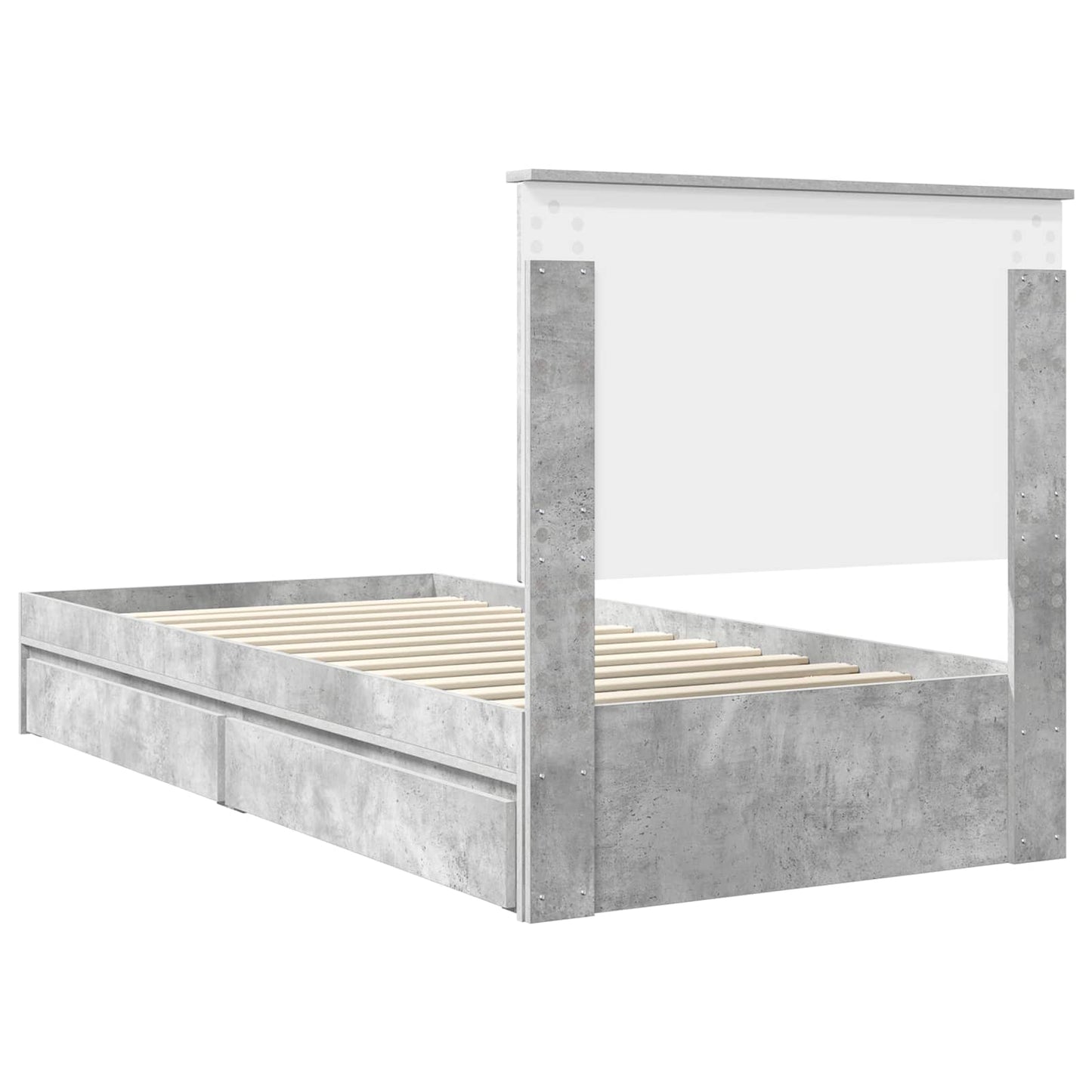 vidaXL Κρεβάτι Αποθήκης Σκυρόδεμα Γκρι 75 x 190 cm Επεξεργασμένο ξύλο