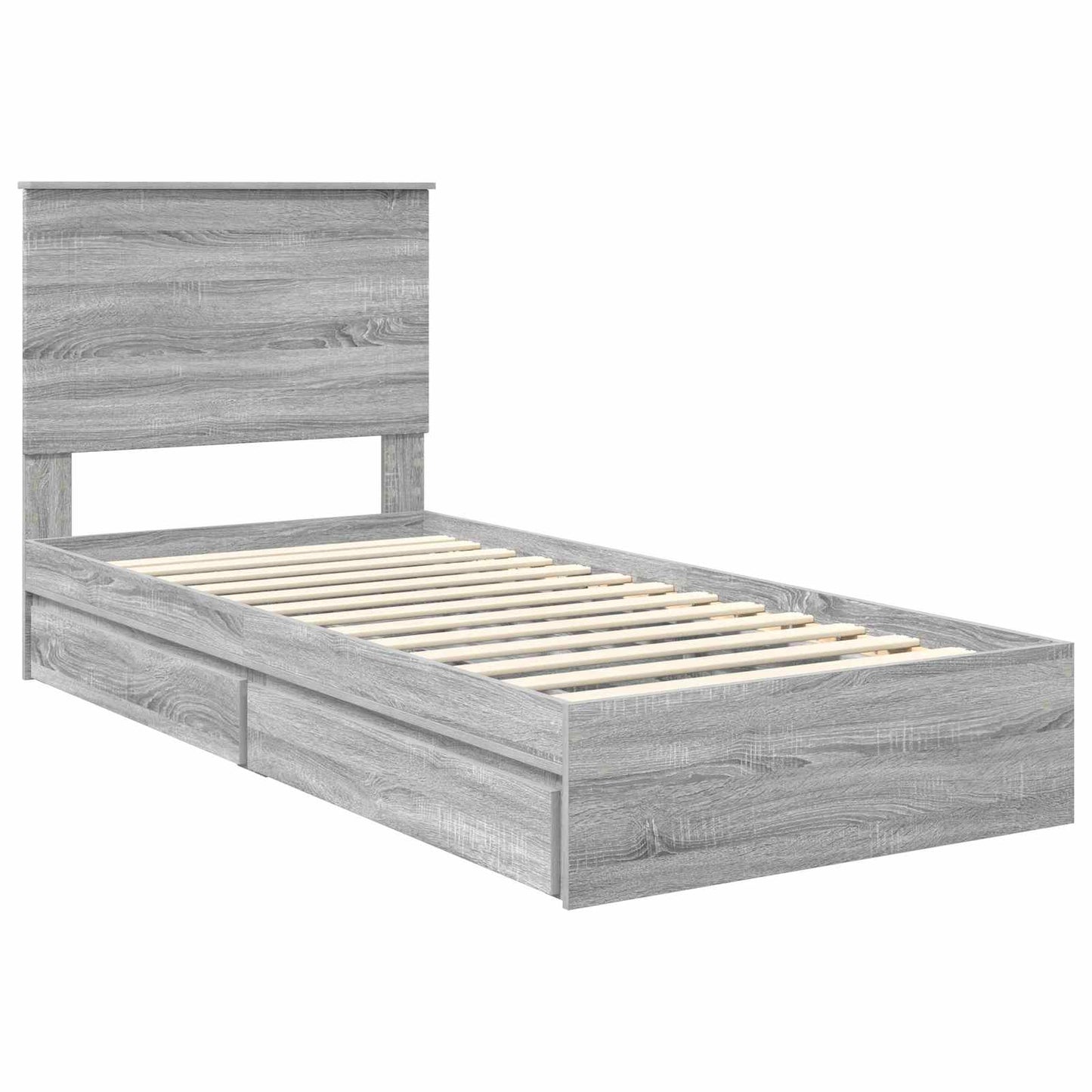 vidaXL Κρεβάτι Αποθήκης Γκρίζο Σονομα 75 x 190 cm Επεξεργασμένο ξύλο