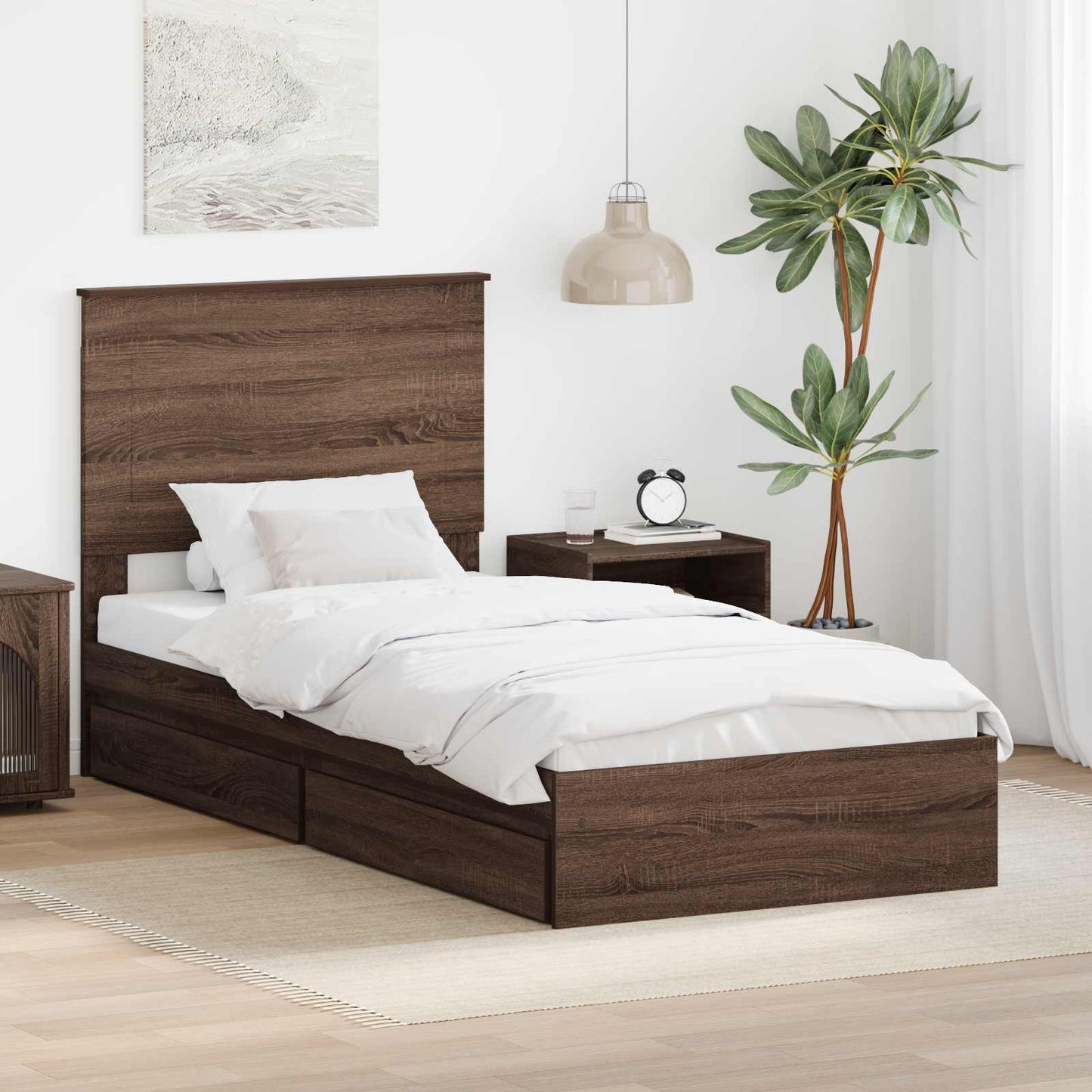 vidaXL Κρεβάτι Αποθήκης Καφέ δρυς 75 x 190 cm Επεξεργασμένο ξύλο