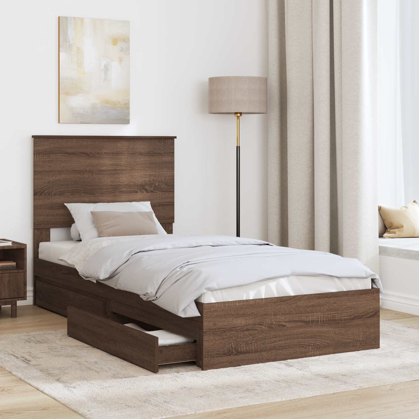 vidaXL Κρεβάτι Αποθήκης Καφέ δρυς 75 x 190 cm Επεξεργασμένο ξύλο