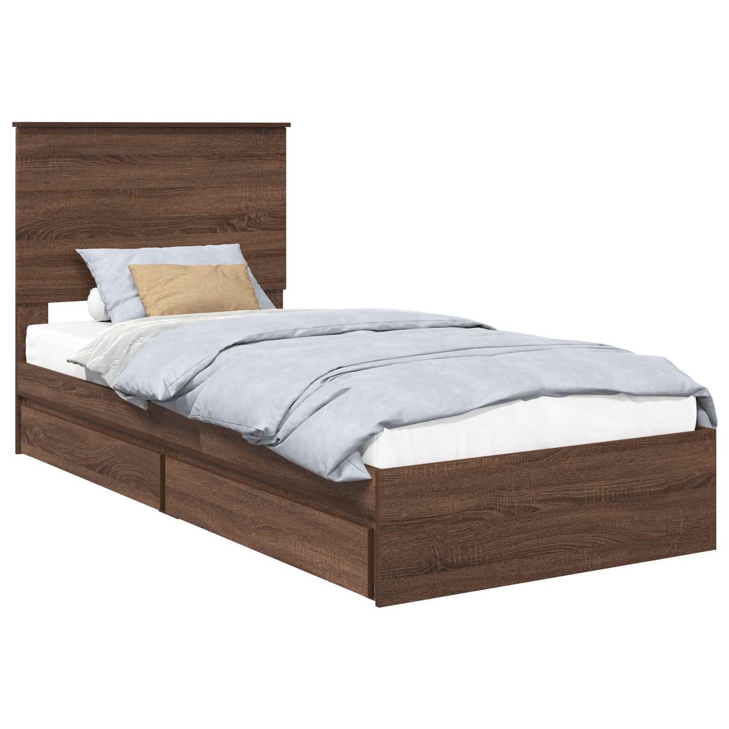 vidaXL Κρεβάτι Αποθήκης Καφέ δρυς 75 x 190 cm Επεξεργασμένο ξύλο