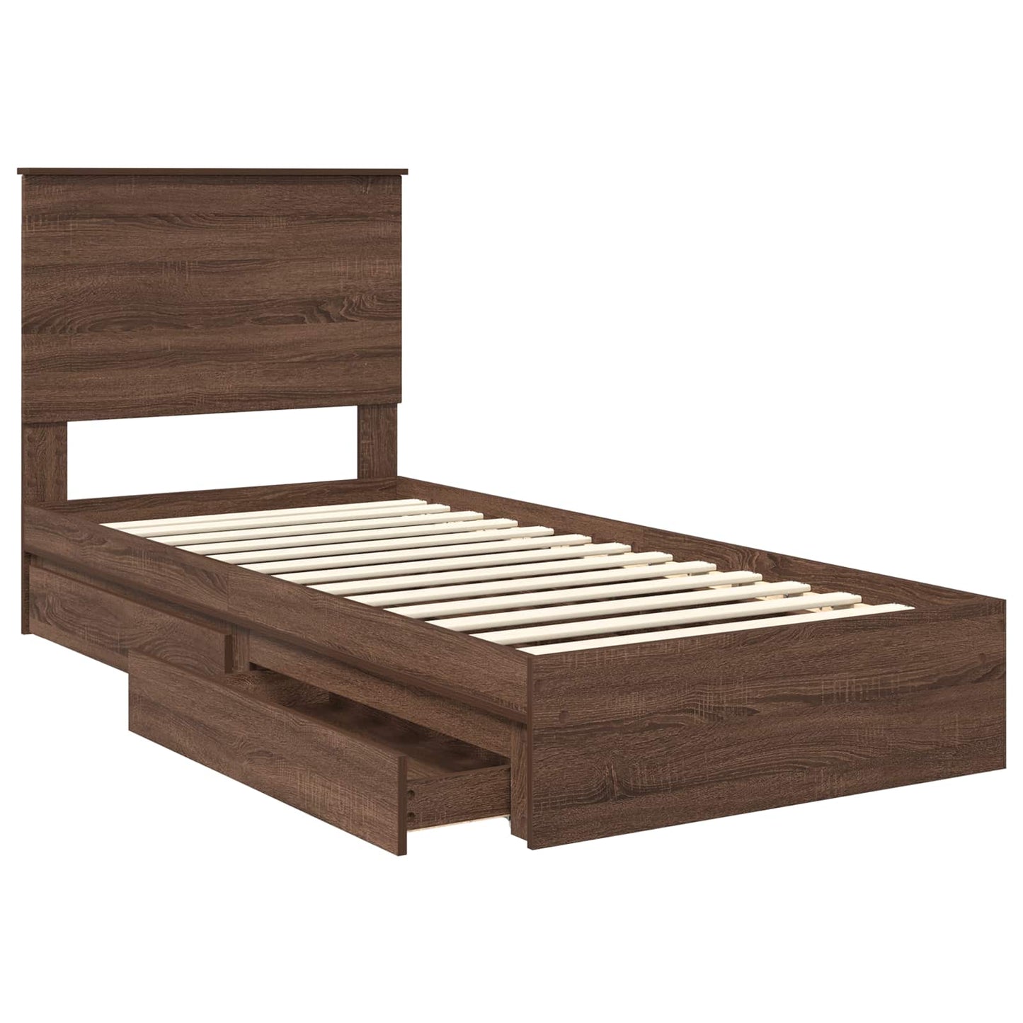vidaXL Κρεβάτι Αποθήκης Καφέ δρυς 75 x 190 cm Επεξεργασμένο ξύλο