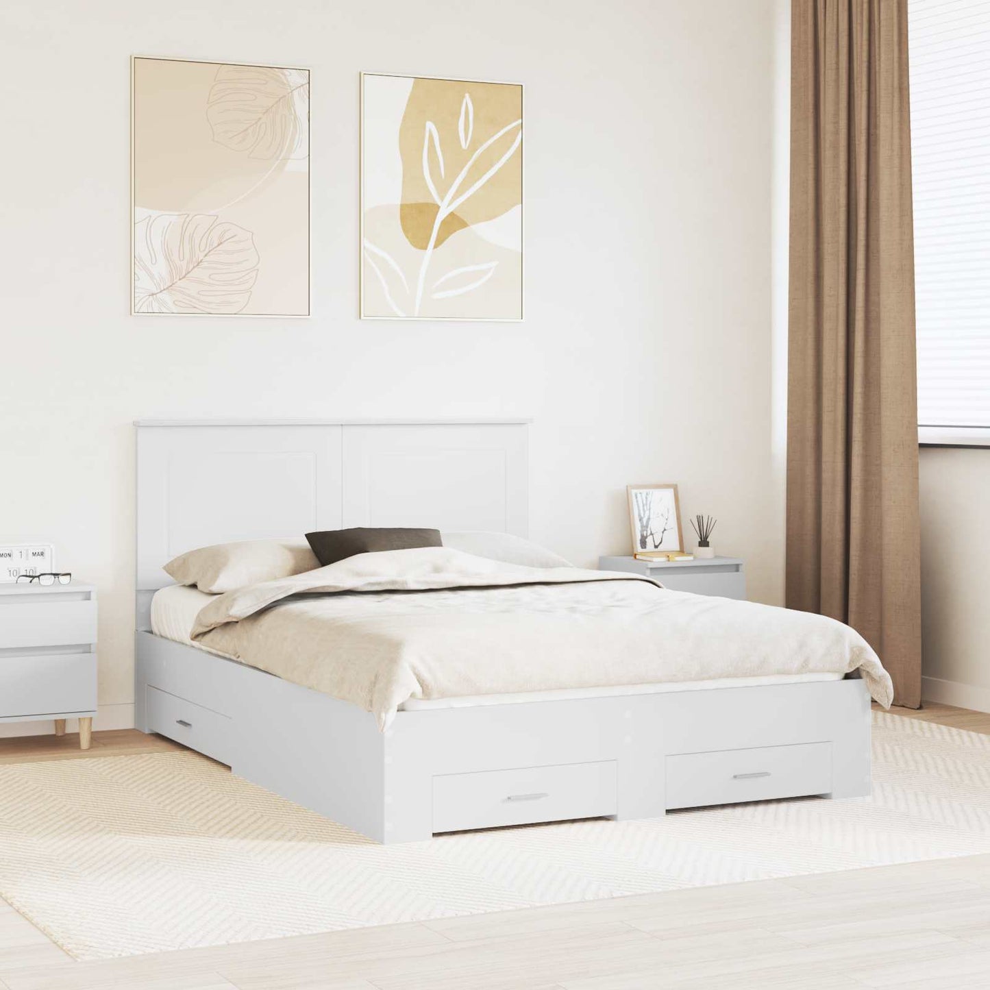 vidaXL Σκελετός Κρεβατιού Λευκό 140 x 200 cm Επεξεργασμένο ξύλο