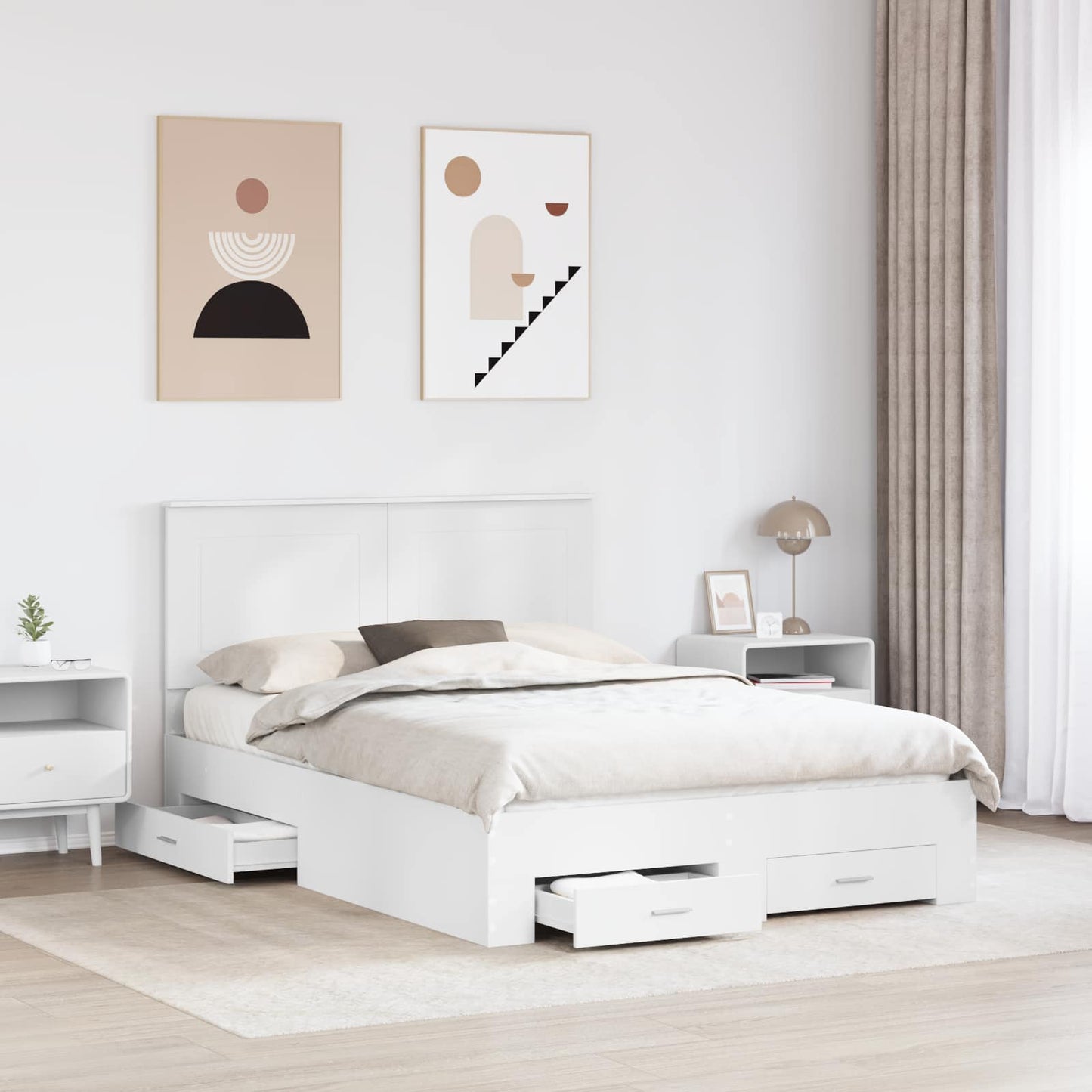 vidaXL Σκελετός Κρεβατιού Λευκό 140 x 200 cm Επεξεργασμένο ξύλο