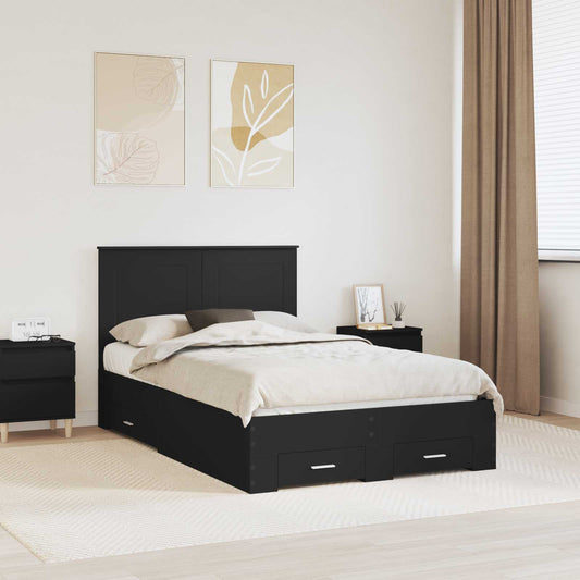 vidaXL Σκελετός Κρεβατιού Μαύρο 135 x 190 cm Επεξεργασμένο ξύλο