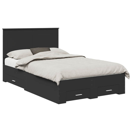 vidaXL Σκελετός Κρεβατιού Μαύρο 135 x 190 cm Επεξεργασμένο ξύλο