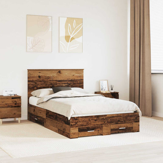 vidaXL Σκελετός Κρεβατιού Παλιό ξύλο 120 x 190 cm Επεξεργασμένο ξύλο
