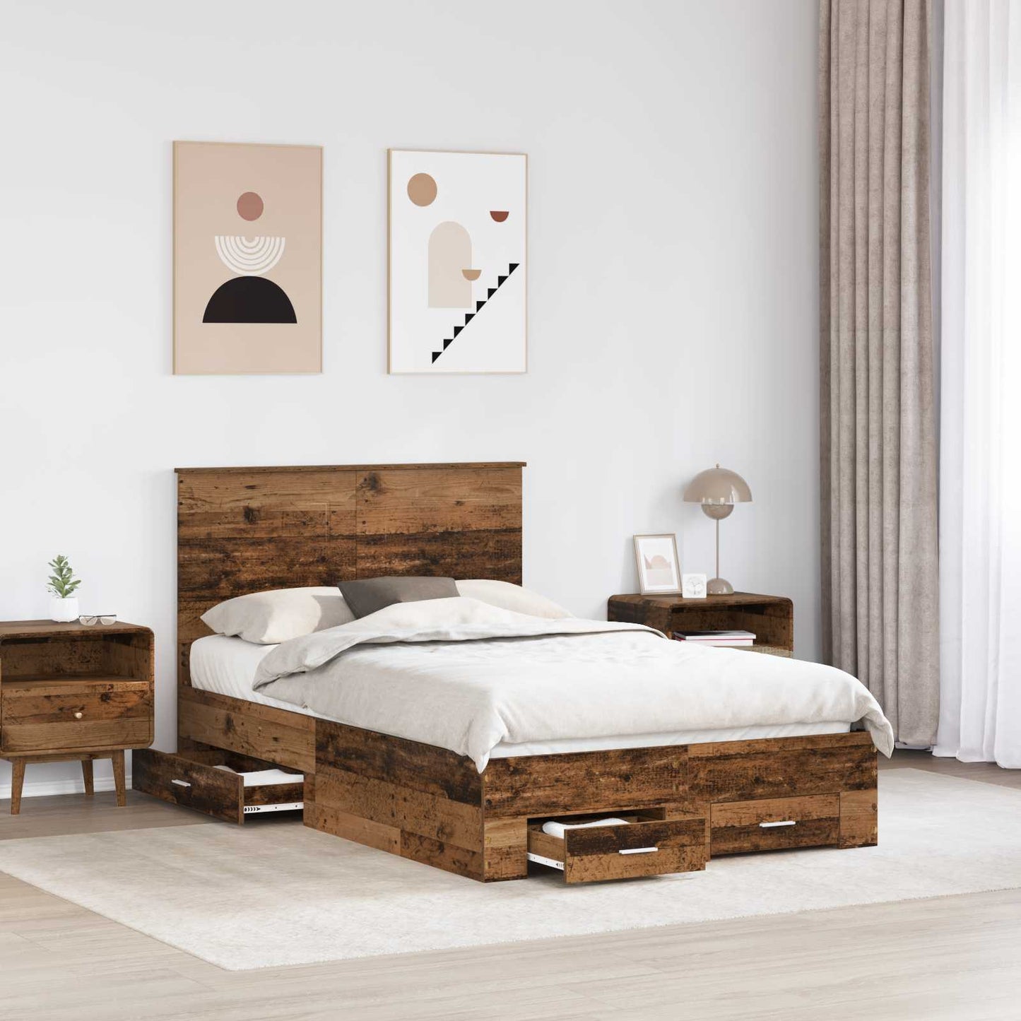 vidaXL Σκελετός Κρεβατιού Παλιό ξύλο 120 x 190 cm Επεξεργασμένο ξύλο