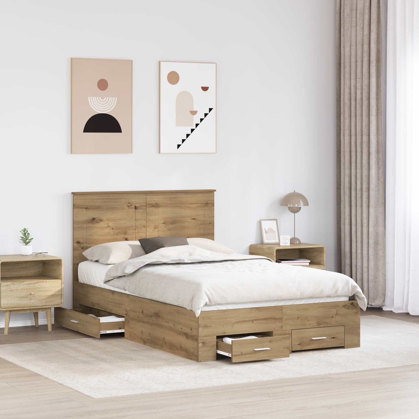 vidaXL Σκελετός Κρεβατιού Artisan Oak 120 x 190 cm Επεξεργασμένο ξύλο